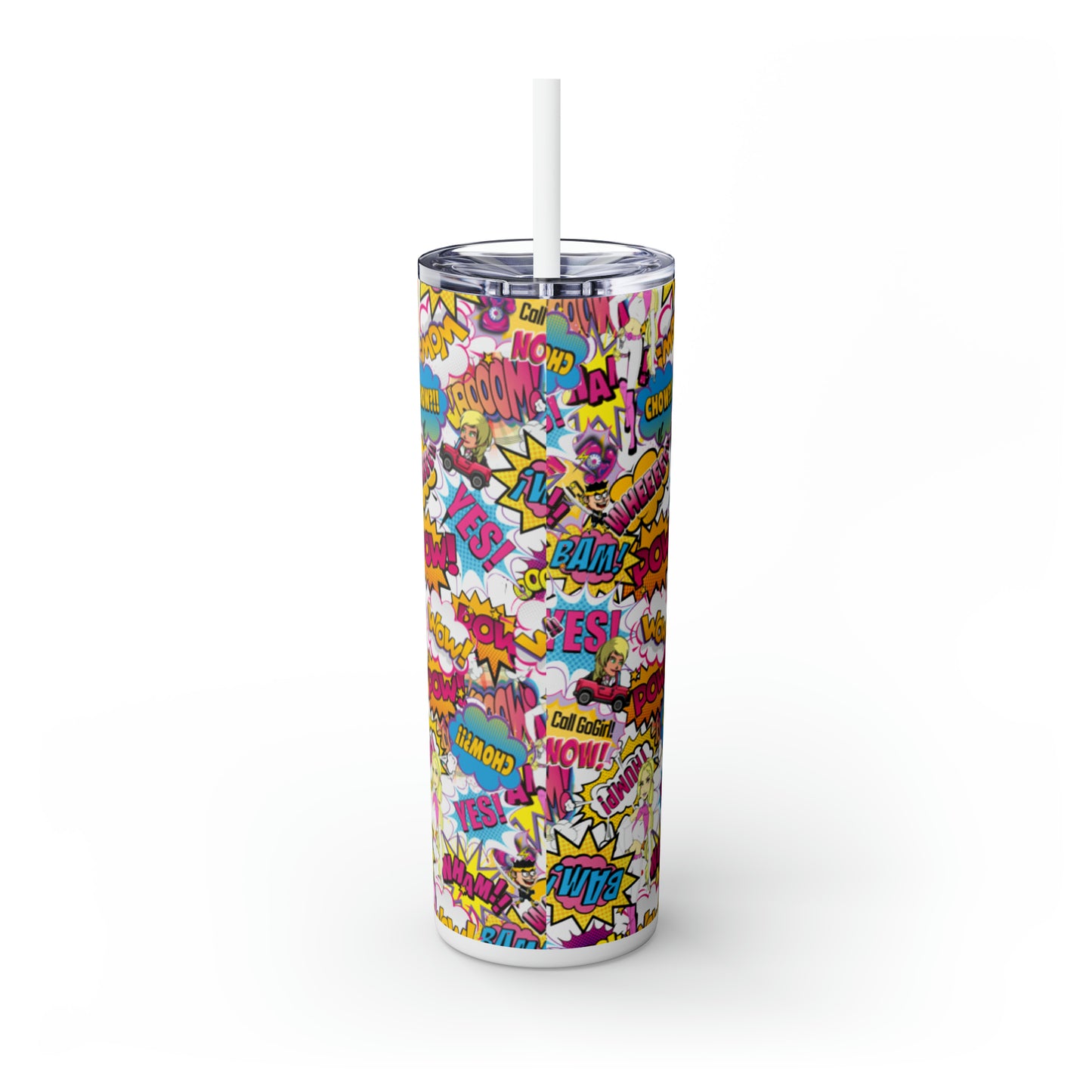 GoGirl Comic Neenja Skinny Tumbler with Straw, 20oz