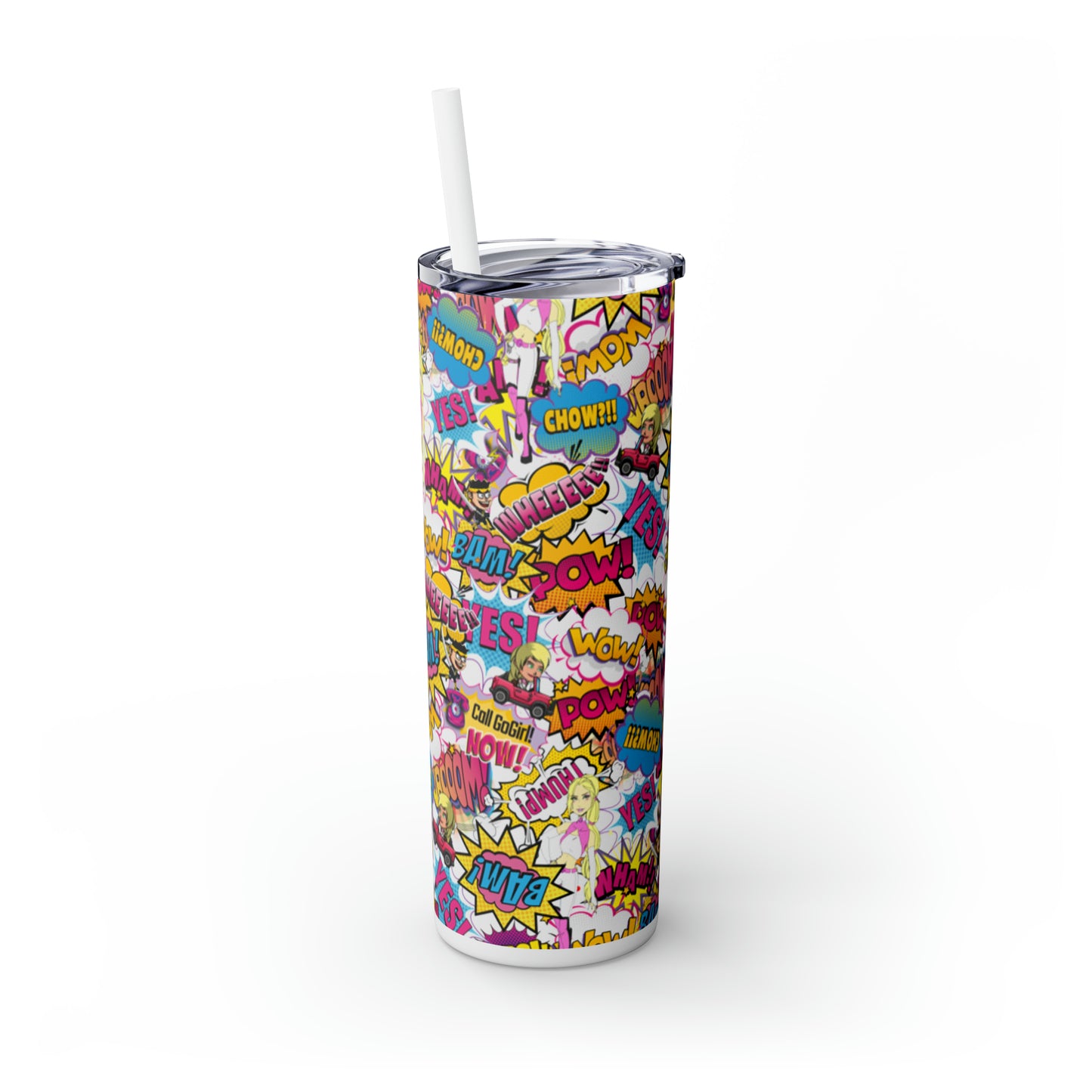 GoGirl Comic Neenja Skinny Tumbler with Straw, 20oz