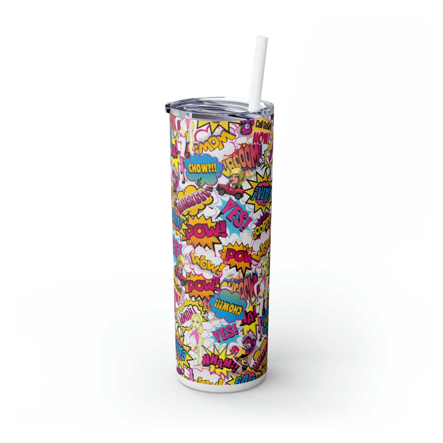 GoGirl Comic Neenja Skinny Tumbler with Straw, 20oz