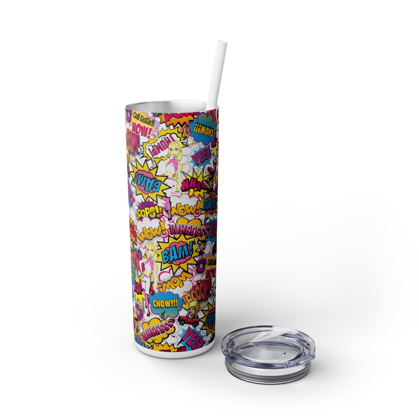 GoGirl Comic Neenja Skinny Tumbler with Straw, 20oz
