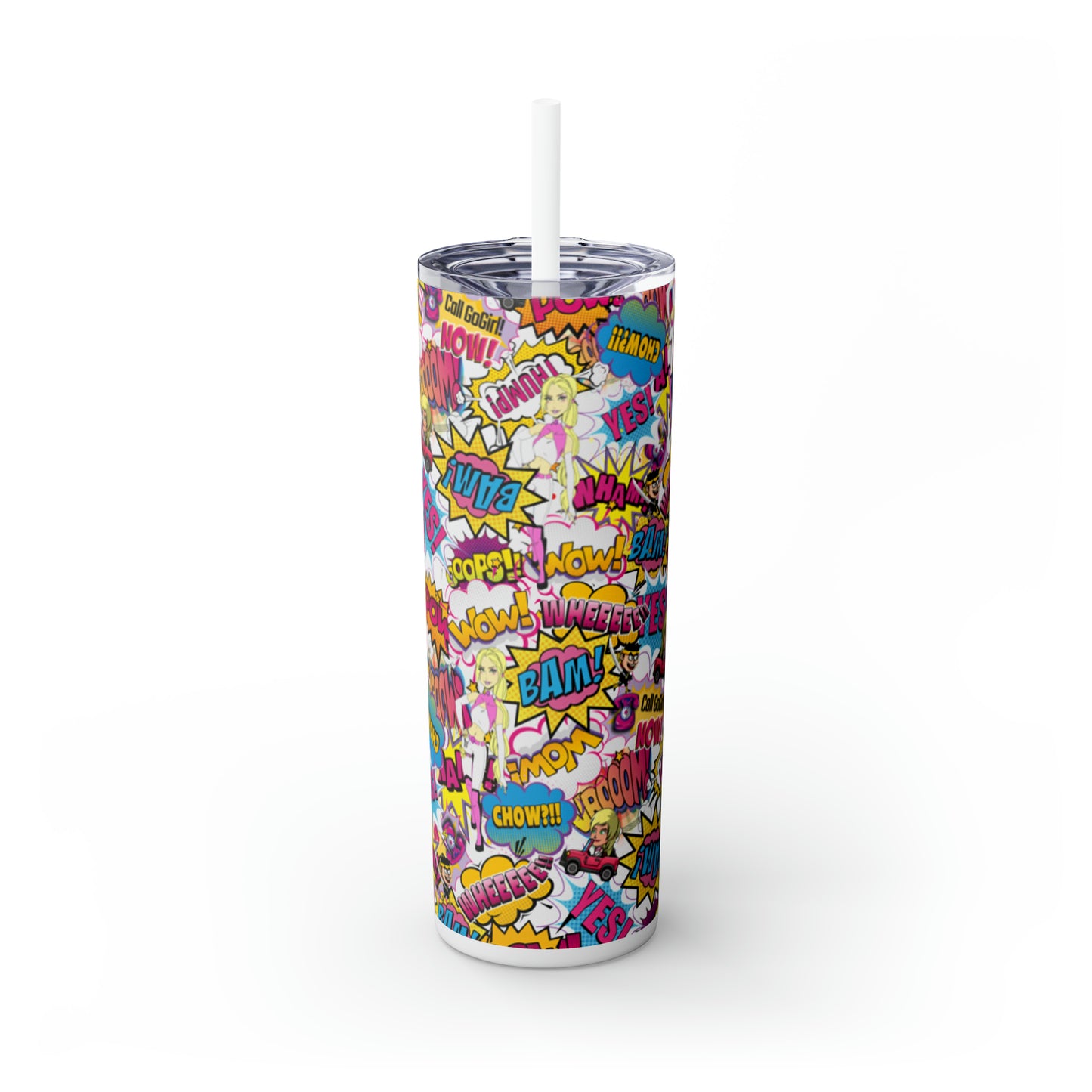 GoGirl Comic Neenja Skinny Tumbler with Straw, 20oz