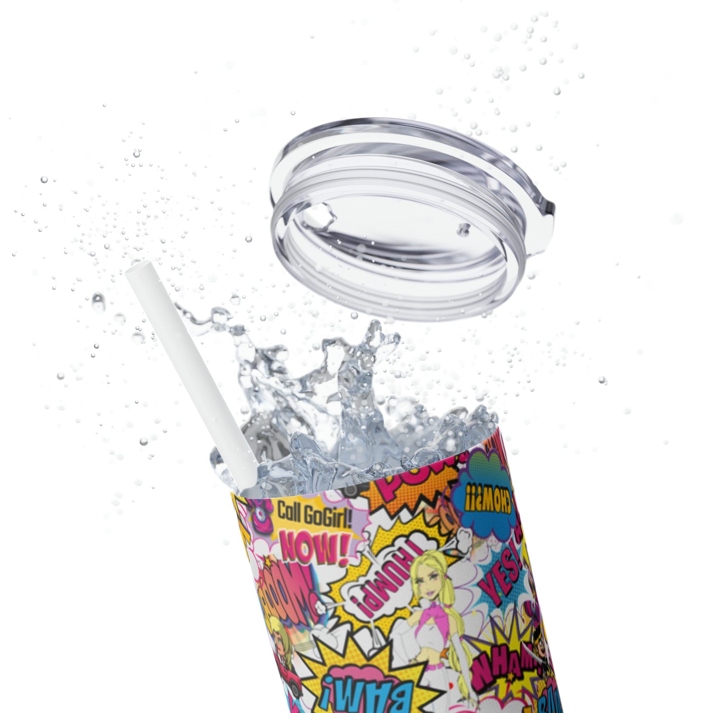 GoGirl Comic Neenja Skinny Tumbler with Straw, 20oz