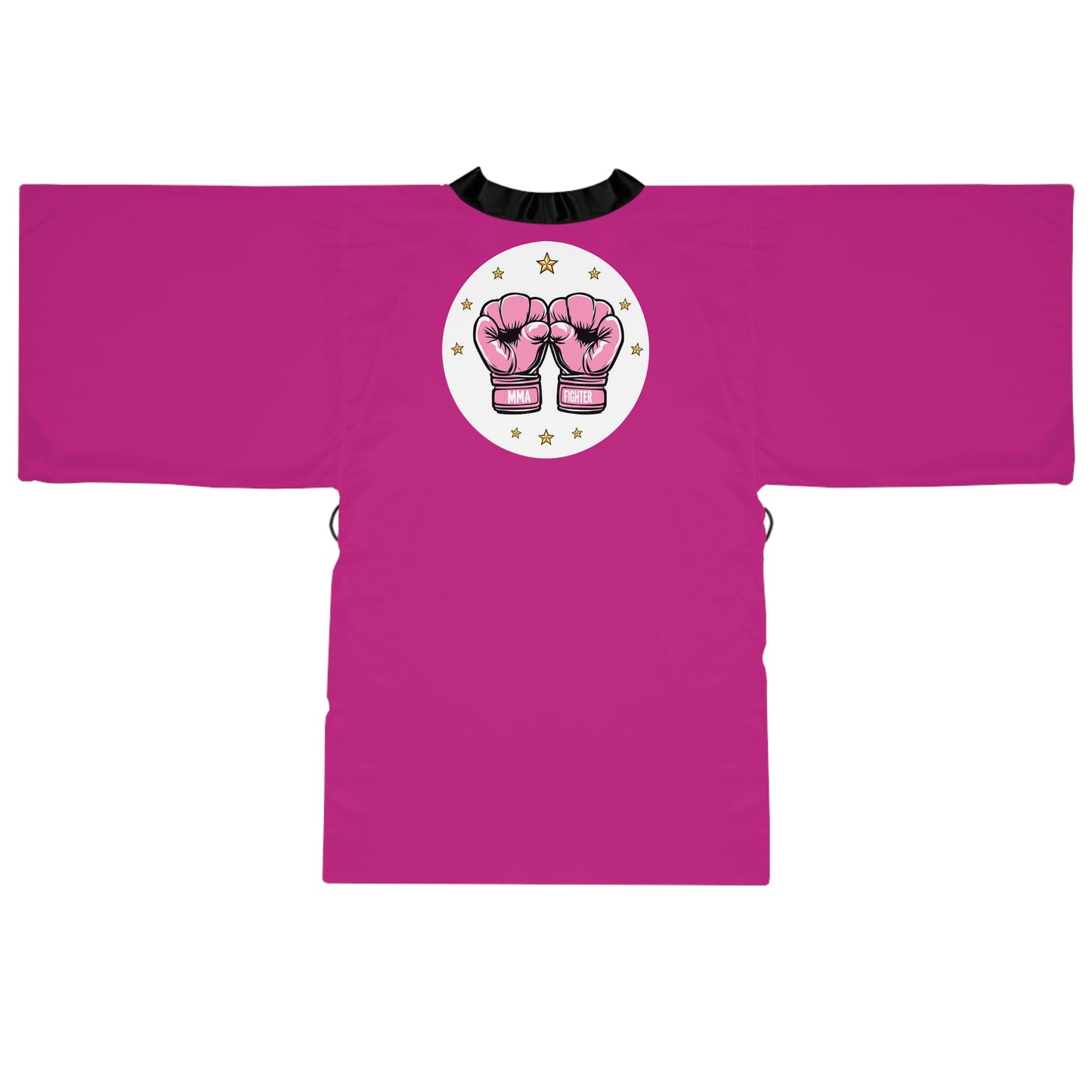 GoGirl MMA Fighter Long Sleeve Kimono Robe in Pink (AOP)