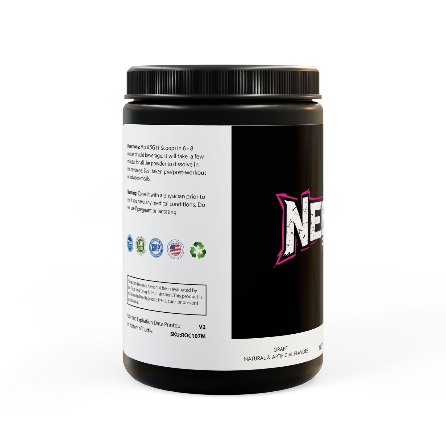 NEENJA FUEL BCAA Supplement, Grape (325g, 11.46oz, 50 servings)